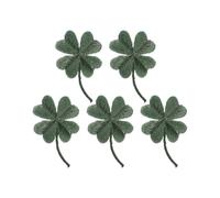 5 Pcs Hot-melt Adhesive Decal Patches Four-lobed Pattern Embroidery Clover Applique DIY Sticker for Jackets Jeans Bags Clothing Arts Crafts Decoration