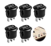 5 PCS Interruptor Basculante de 12V, Redondo Interruptores Palanca 3 Pines ON/OFF/ON 3 Posición Negro para Interruptor de lámpara, Empotrable, Autocaravana, Coche, Barco