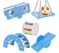 5 Pcs Lovely Hamster Play Toys Rainbow Bridge & Seesaw & Swing Climb And Play Toy Hamster Chew Toys Diy Hamster Cage Accessories for Small Pets(blu