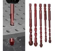 5 Pcs Masonry Drill Bit Set 1/4 Inch Hex Shank 5 6 8 10 12mm Tungsten Steel Alloy Drill Bits for Concrete Tile Brick