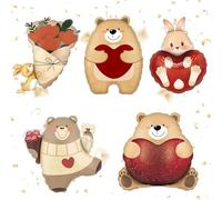 5 pcs Palloncino Foil Orsetto e Coniglio, Palloncini con animali, Palloncini Auto-sigillanti, Decorazione Romantica San Valentino, Anniversario Matrimonio e Fidanzamento