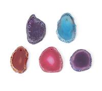 5 pcs Parte Superior Natural Perforado Ágata Rebanadas Multicolor Ágata Rebanadas Irregular Forma Agata Losa Decoración del Hogar Joyería Making
