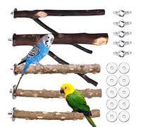 5 Pcs Perca De Loro Madera, Perchas Madera para Pájaros, Soporte De Percha Madera Natural para Loros Perchas Madera Pájaros Palos Madera Periquitos Juguetes para Pajaros Accesorios Jaula Pájaros