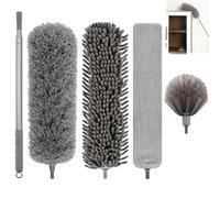 5 Pcs Plumero Extensible Reutilizable, Atrapapolvo Microfibra Lavable, Cepillo Limpiar Telescópico Longitud Hasta 210cm para Limpieza Hogar, Coches,Ventiladores Techo Alto,Telarañas,Persianas,Ventanas