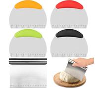 5 Pcs Rasqueta de Masa, Raspador de Masa de Acero Inoxidable, Cortador de Masas, Rasqueta Panadero, Rascador Cocina, Espátula Cortadora para Tartas Pasteles Pizza Utensilios de Cocina