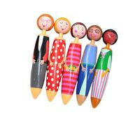 5 Pcs Retractable Ballpoint Pen 0.7mm Writing Creative Dolls Ballpoint Blue Inks Press for Student Teacher