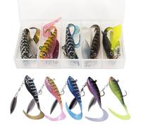 5 Pcs Señuelos de Pesca para Lucio Señuelos Spinning Ideal para La Pesca en Diversas Especies como Barracudas Lubinas Peces Carnada y Cucharillas con 1 Caja de Almacenamiento