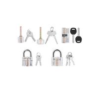 5 Pcs Transparent Padlock Set Pick Cutaway Practice Lock with Key Removing Hook Kit Tool 25-26s