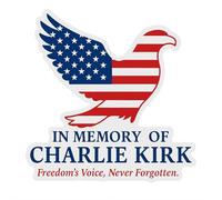 5 pegatinas de bandera de águila conmemorativa patriótica estadounidense, diseño de voz de la libertad, diseño de bandera estadounidense, vinilo Charlie Kirk Tribute