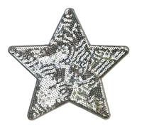 5 pegatinas de estrella con purpurina, 12,5 cm, lentejuelas, estrellas, para planchar, parches decorativos para manualidades, sombreros, chaquetas, bolsas, ropa, álbumes de recortes, decoración, plata