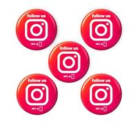 5 pegatinas NFC - Instagram "Follow us" - Inglés - Reescribible y sin contacto - Diámetro 3 cm con reverso 3M - Para eventos, citas, salones y tiendas, embalaje respetuoso con el medio ambiente