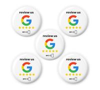 5 pegatinas "review us" on Google NFC, autoprogramables y reutilizables, 3 cm de diámetro, juego de pegatinas para etiquetas NFC con logotipo de Google, ideal para POS, tiendas y servicios