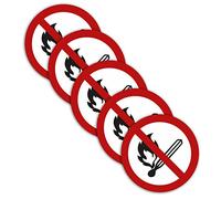 5 pegatinas XXL de prohibido el fuego, 21 cm de diámetro, señales de advertencia con protección UV para exteriores e interiores STROBO