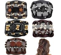 5 peines elásticos para el cabello con pinzas elásticas ajustables para mujeres y niñas, sin pliegues, accesorios para el cabello rizado, grueso, ondulado, cola de caballo