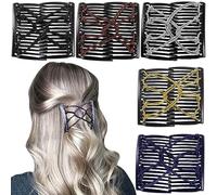 5 peines mágicos elásticos para el cabello, doble peine, horquillas elásticas para mujeres y niñas, estilo vintage, multiusos, accesorios para el cabello (plata, negro, café, dorado, azul)