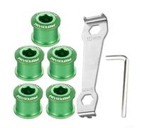5 pernos de aluminio anodizado para bielas de bicicleta con diseño compacto y 2 herramientas de llave dedicadas (verde)