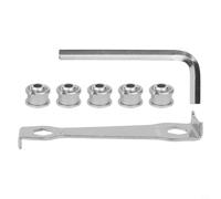 5 pernos de cadena de bicicleta con tornillos de rueda de cadena individuales y llave de montaje para reemplazo de plato de larga duración (plateado)