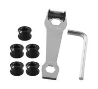 5 pernos de cadena de bicicleta con tornillos de rueda de cadena individuales y llave de montaje que ofrecen un accesorio fuerte y seguro para el plato (negro)