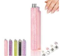 5 Petal flower nail art tool,flower dotting tool for nails, 1.8mm Fine Tip Rhinestone Pickers,Quick Floral Pattern Stamp Pen for Painting, Sculpting, Rhinestones DIY and Salon (Pink)