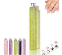 5 Petal flower nail art tool,flower dotting tool for nails, 1.8mm Fine Tip Rhinestone Pickers,Quick Floral Pattern Stamp Pen for Painting, Sculpting, Rhinestones DIY and Salon (Green)