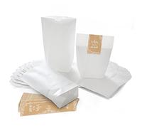 5 petites Sacs Papier papier kraft blanc 14 x 22 x 5,6 cm + 5 bien que tu es là autocollants 5 x 15 cm Emballage Beige/crème de couleurs dentelle vintage