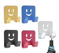 5 Pezzi Gancio Per Rasoio, Ganci Adesivi, Sorriso Faccia Gancio Multiuso Autoadesivo in Lega Alluminio Per Rasoio Da Barba, Spina, Chiavi, Utensili Da Cucina, Asciugamano, Accappatoio (5 Colori)
