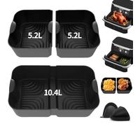 5 Pezzi Molde Silicona Freidora de Aire para Ninja AF500EU 10,4L /COSORI Dual Blaze TwinFry 10L, Accesorios Freidoras de Aire para Ninja AF500EUCP, Reutilizable Bandeja Silicona Air Fryer