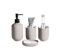 5-Piece Ceramic Bathroom Set in Gray, Includes Toothbrush Holder, Soap Dish & Lotion Dispenser Juego de baño(One Size)