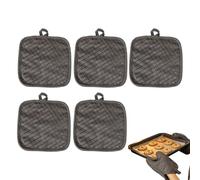 5-Piece Kitchen Heat-Resistant Mat, Thickened Type, with Silicone Anti-Slip Material On The Front and A Pocket On The Back. Suitable For Cooking, Baking, and Grilling Gloves