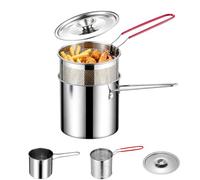 5 Piece Stainless Steel Deep Fryer Set, Personal Mini Fry Pot with Basket and Tongs for Home (3 Piece)