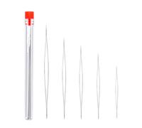 5 Pieces Agujas de Abalorios Plegable, de Agujas de Abalorios Bordado Plegable de Ojo Grande de Acero Inoxidable, Grande Agujas de Perlas Rectas Largas, Agujas Finas para Pulseras, para Hacer Joyas