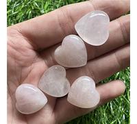 5 piedras naturales de cuarzo rosa, amatista, ópalo, color mixto, 20 x 10 mm, forma de corazón, sin agujero, 5 unidades