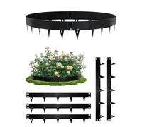 5 Pieza 5.37M Borduras Jardín Flexible,Altura 20cm Bordura de Césped,Borde de Acero Galvanizado,Resistente a la Intemperie y Antioxidante,Borde Arriate para Terraza Parterres Camino,Negro