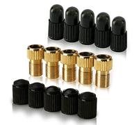5 Piezas (+ 10 Tapas) Adaptador Válvula Presta De Latón - Convierte Presta a Schrader/Auto para Todo Tipo de Bicicletas, E-Bikes y E-Scooters - de Mobi Lock