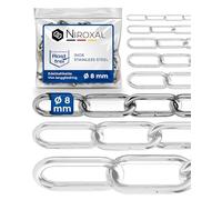 5 piezas 100-cm = 1-metros 8-mm cadena de acero inoxidable de espesor fabricado en V4A de eslabón largo de NietFullThings en cada unidad Cadena de anclaje DIN 5685 DIN 763 1-m