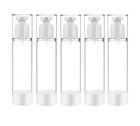 5 Piezas 100ml Bote Airless Dispensador De Bomba Dosificador Crema Transparente Travel VacíA Rellenables Envase CosméTico para LocióN, Champú, Base, Aceite Esencial Y Otros Productos De Belleza