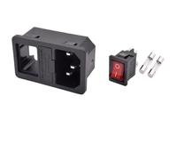 5 piezas 10A250VAC 3 pines AC-01 conector de entrada de CA enchufe de alimentación con interruptor basculante de lámpara C14 toma de alimentación tres en uno(AC-01 Copper Pins,20PCS)