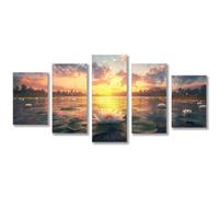 5 Piezas 5D Diamond Painting Kit Completo Atardecer Pintura de Diamante Adultos, Flor Bordado Punto de Cruz Dibujos con Diamantes, DIY Diamond Art Adultos para Decoración Hogar 300x180cm C-1845