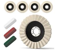 5 Piezas Almohadilla de Pulido de Lana 125mm y Kit de Pulimento para Amoladora Angular, para Máquinas Pulidoras de Coches, Limpieza de Suelos, Pulido y Encerado