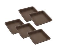 5 piezas Bandeja de Goteo Cuadrada para Maceta 15x12x2,5cm plástico | Color Marrón, Resina PP, Control de Filtraciones, para Interior y Exterior, Balcón y Patio