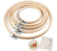 5 Piezas Bastidores para Bordados,10cm/13cm/15cm/18cm/20cm Círculos para Bordar de Bambú,Aros de Punto de Cruz Ajustable,Bastidor de Bordado Redondo para Bordado, Costura, Manualidades de Bricolajdar