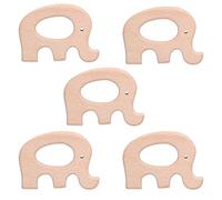 5 piezas bebé Teethe-eez elefante juguetes de dentición madera de haya alivio del dolor lindo y moderno colgante de mordedor para hacer pulseras de collar de bricolaje