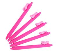 5 Piezas Bolígrafo de Cinta Rosa de Plástico, Escritura Suave | Diseño Decorativo y Original, Forma Realista de Lazo, para Papel y Cuadernos en Escritorio