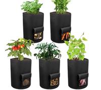 5 Piezas Bolsa de Cultivo para Plantas, Maceta de Tela Cultivo de Patatas 40L, Bolsa de Siembra no Tejida con Ventana Abatible, Reutilizable Saco para Plantas, para Cultivar Hortalizas, Flores