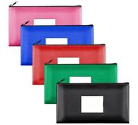 5 Piezas Bolsa para Guardar Dinero, Bolsa Dinero con Cremallera, Bolsa para Billetes de PU Cuero Impermeable con Cremallera, para Guardar Billetes y Archivos (28 x 16cm)