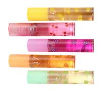 5 Piezas Brillo de Labios Transparente Sabor a Fruta, Portátil | Textura Líquida y Plástica, Estilo Adorable y Delicado, para Labios y Maquillaje Diario, Fácil de Llevar Color Aleatorio