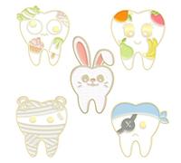 5 Piezas Broche Dientes De Dibujos Animados, Broches De Solapas De Joyas De Dientes Lindos, Pines Esmaltados Dentales, Pines Esmaltados, Regalo para Dentistas, para Ropa, Mochilas, Gorras, Bufandas