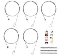 5 Piezas Cable para Colgar Foto, Cable de Acero Inoxidable para Fotos con 60 Imanes Alambre para Colgar Cuadros Ajustable 2m*1,5mm Alambre de Fotos para Pared Foto Tarjeta Postal