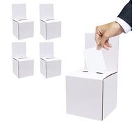 5 Piezas Caja de cartón, Urna para Rifa, Buzón de Sugerencias, Caja para Entradas con Tapa Extraíble para Comentar, Votar, Donar, Recoger Tarjetas de Visita(Blanco)