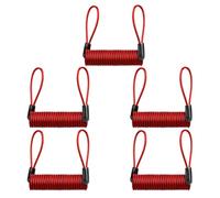 5 Piezas Candado Antirrobo para Freno de Disco de Bicicleta Alarma | Cable de Acero Recubierto en Pvc, Uso para Moto y Bicicleta, Color Rojo, Alta Seguridad